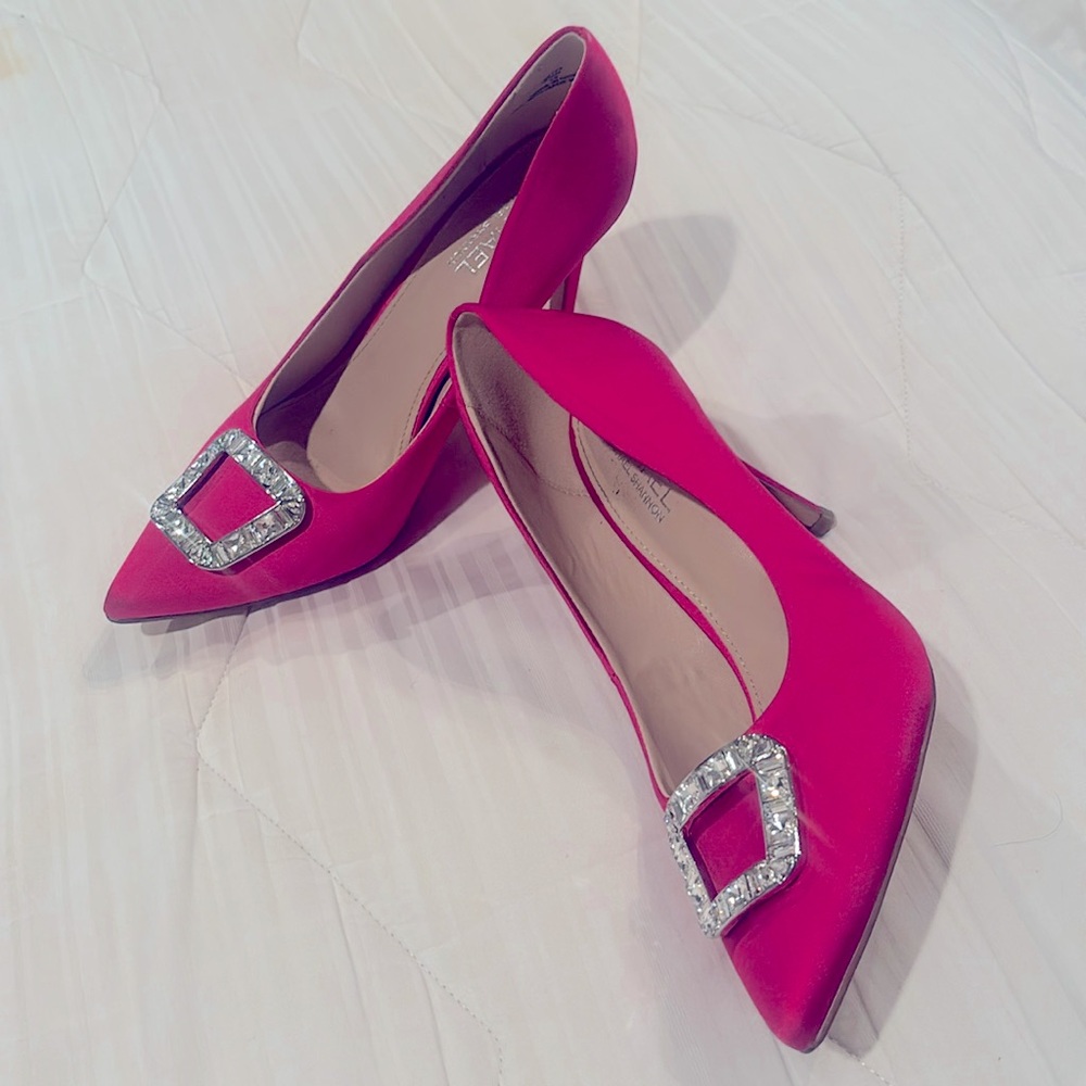 Hot pink satin heels!